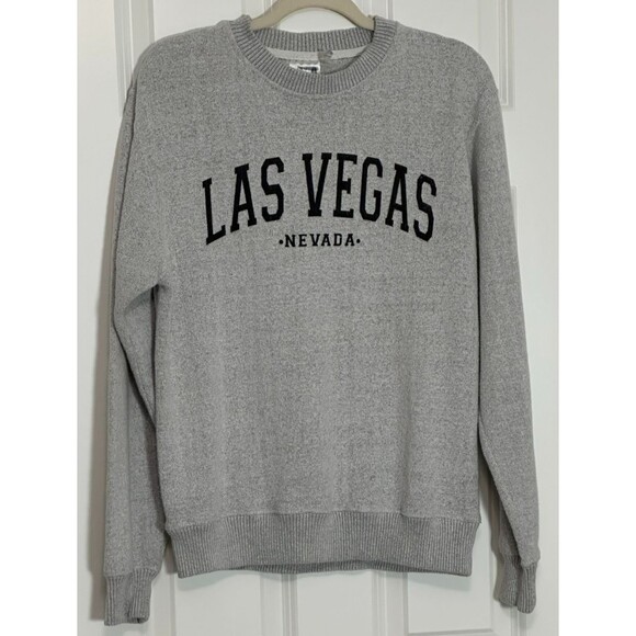 Esy Other - VTG Esy Surf Co‎ Las Vegas Graphic Print Sweater Size M Heather Grey/Black Soft
